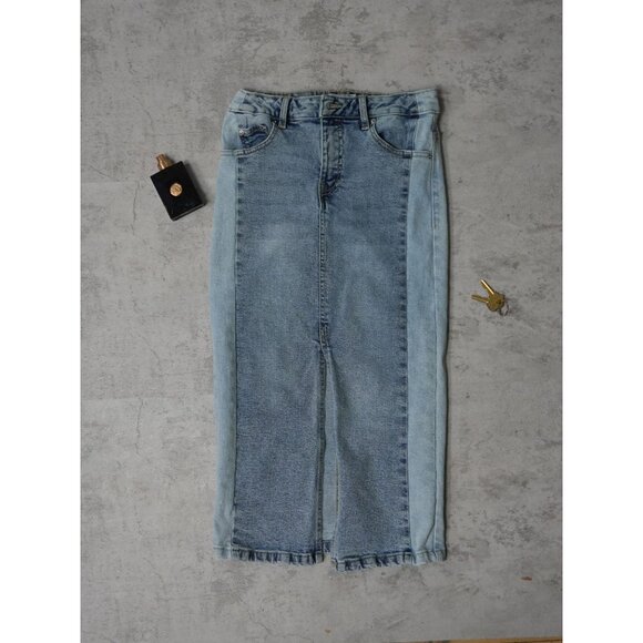Suzy Lightwash Denim Long Skirt - Picture 1 of 4